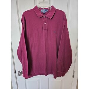 Polo By Ralph Lauren Men's Maroon Long Sleeve Pullover, Blue Logo, XL